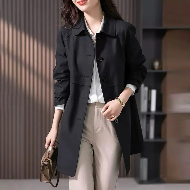 Women's Classic Button-Up Trench Coat