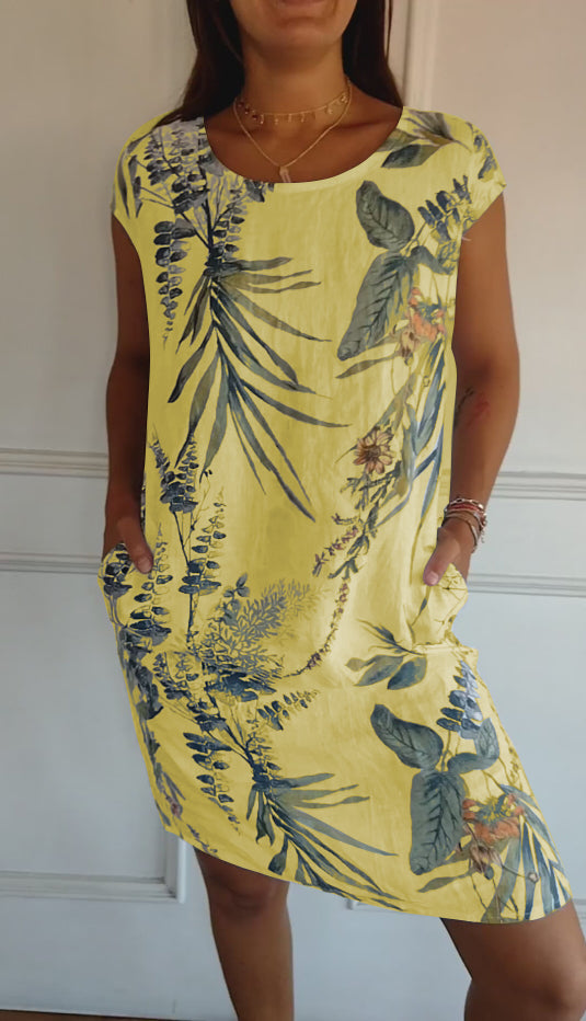 Women's Casual Summer Dress with Leaf Print