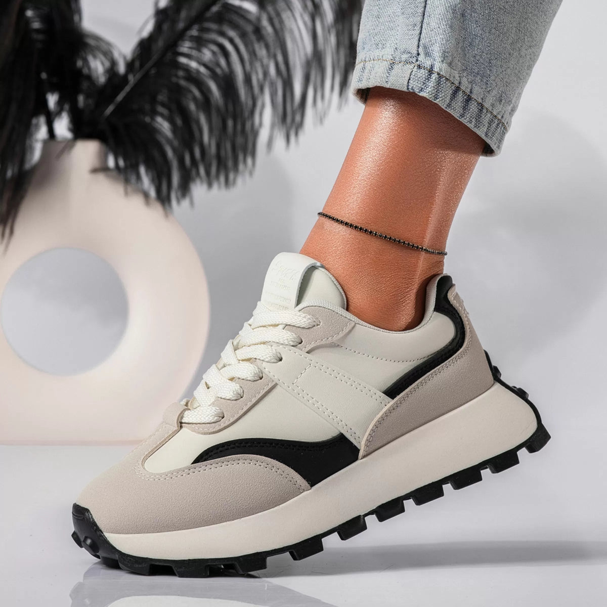 Women's Lace-Up Sneakers with Chunky Sole
