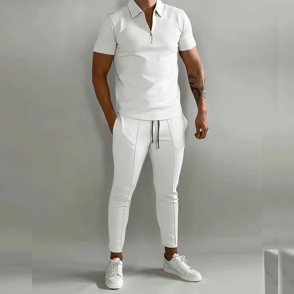 Men's Two-Piece Set with Zipper Shirt