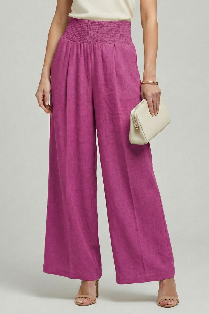 Women's High-Waisted Palazzo Pants with Pleats