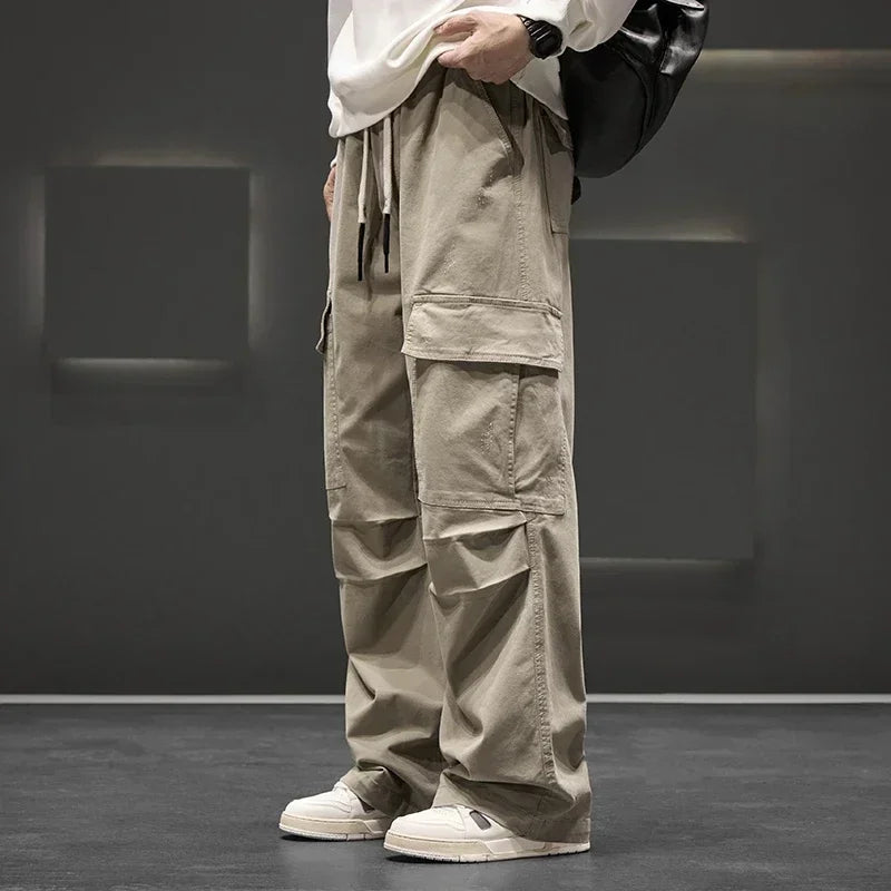Men's Cargo Pants with Wide Legs and Pockets