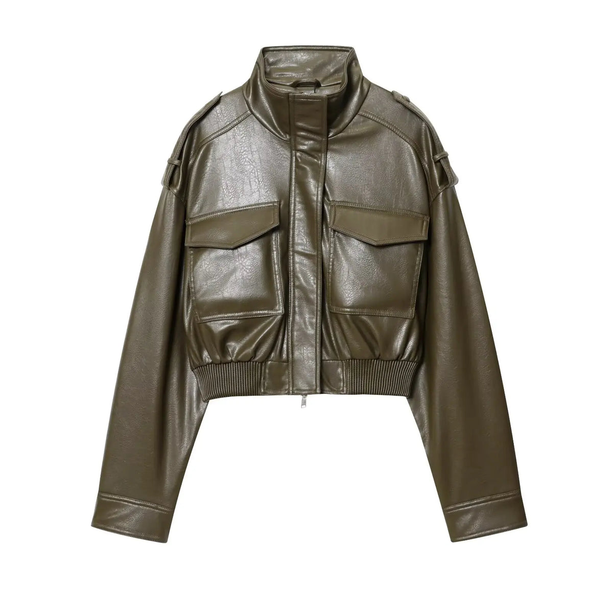 Women's Biker Style Jacket With Zipper