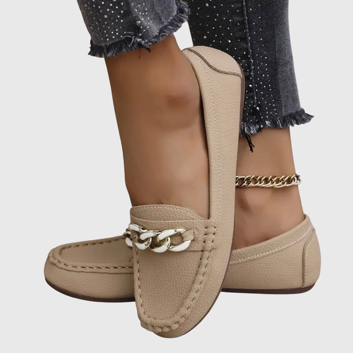 Women's Slip-On Loafers with Chain Detail