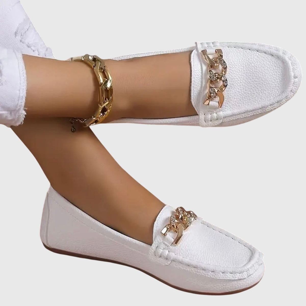 Women's Slip-On Loafers with Chain Detail
