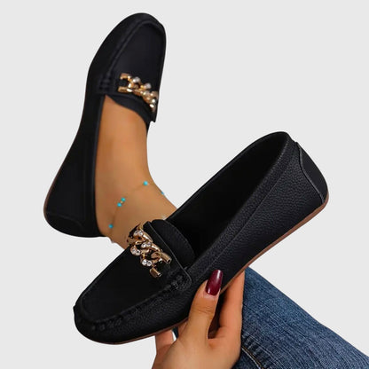 Women's Slip-On Loafers with Chain Detail