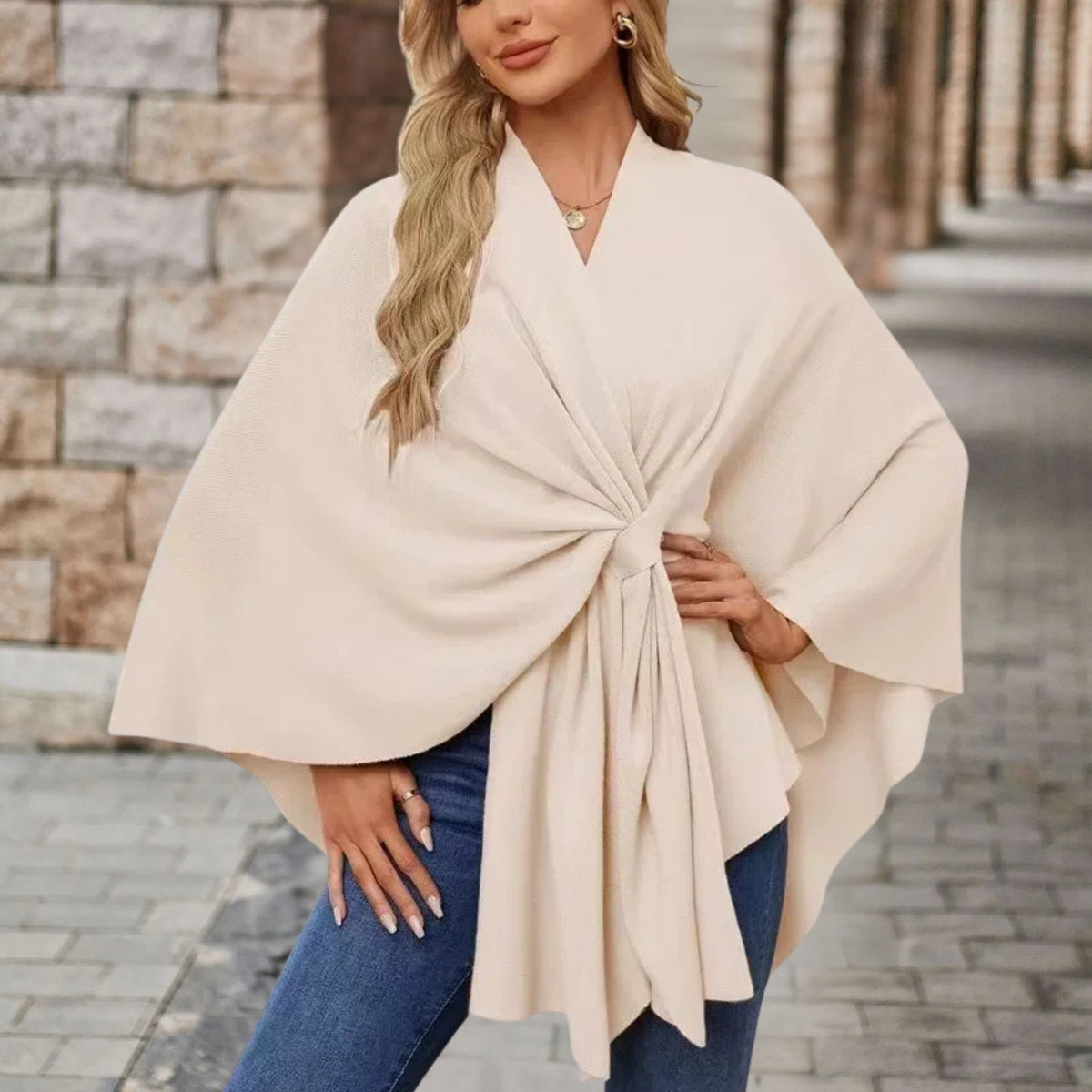 Women's Top with Draped Knot Detail and Flowing Fit