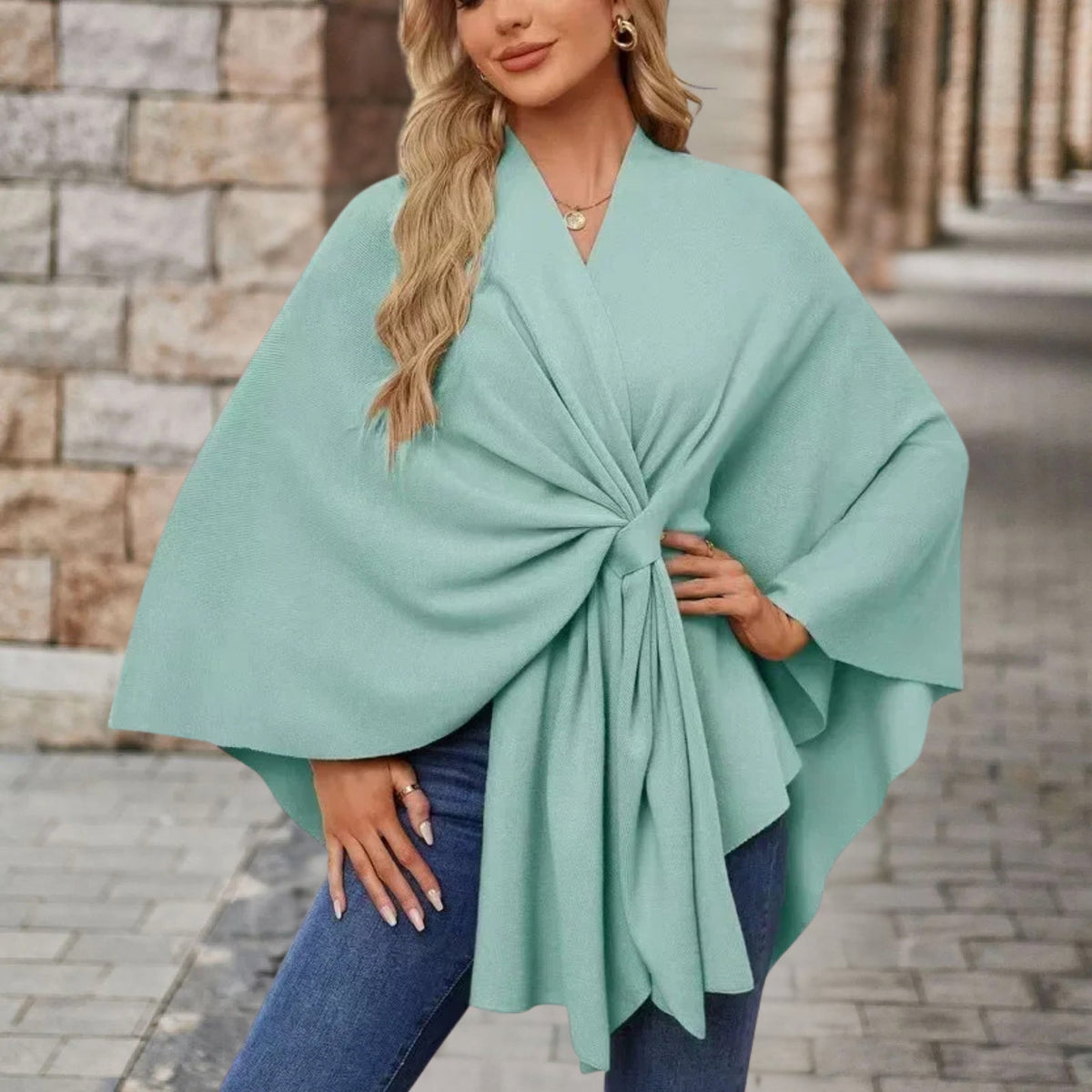 Women's Top with Draped Knot Detail and Flowing Fit