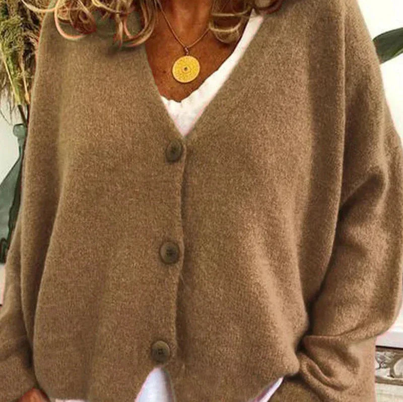 Women's V-Neck Button Cardigan