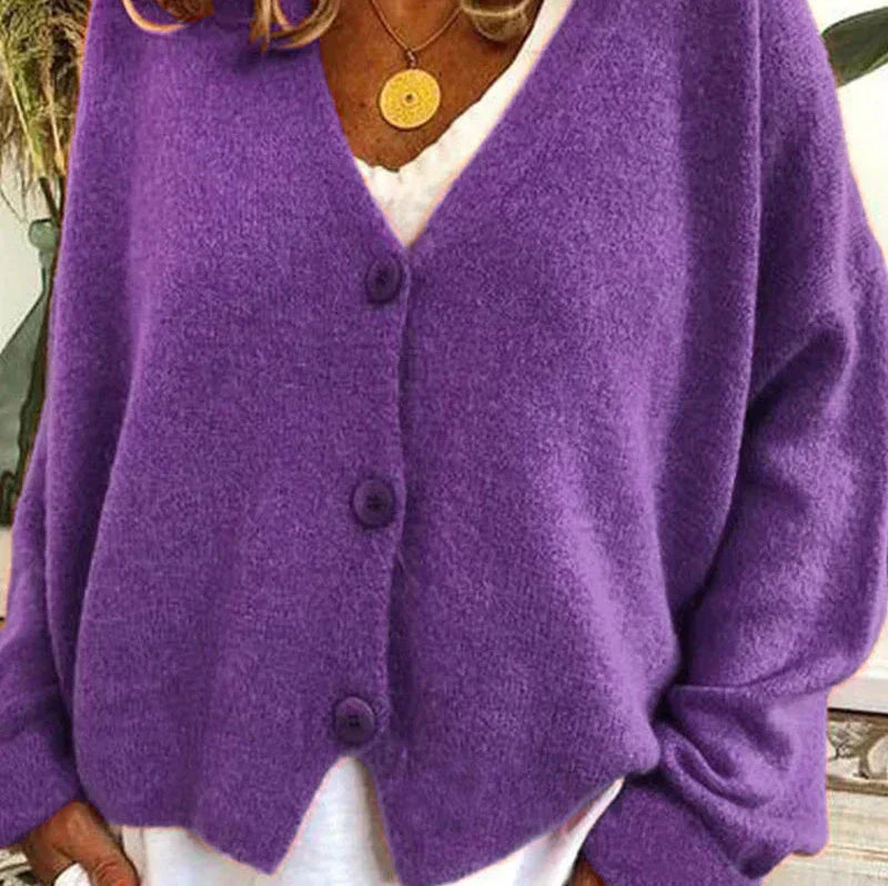 Women's V-Neck Button Cardigan