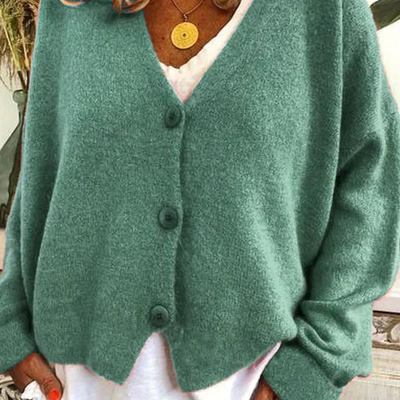 Women's V-Neck Button Cardigan