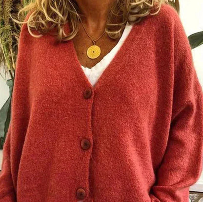 Women's V-Neck Button Cardigan
