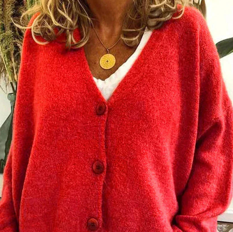 Women's V-Neck Button Cardigan