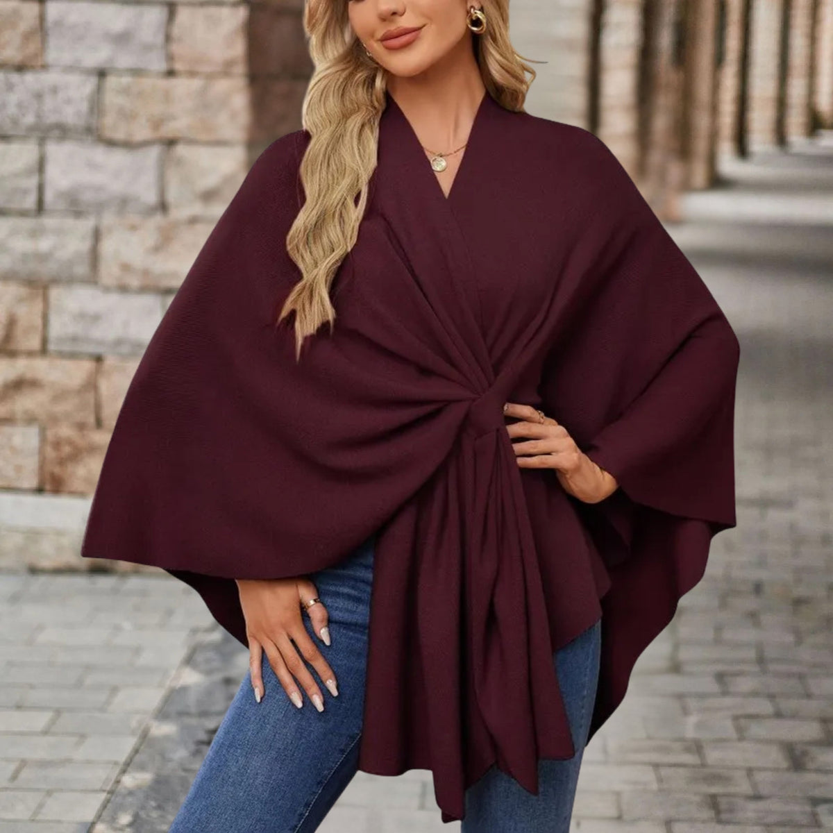 Women's Top with Draped Knot Detail and Flowing Fit