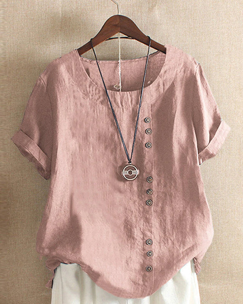 Women's Summer Casual Blouse with Button Details