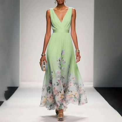 Women's Dress with Floral Print for Wedding Guests