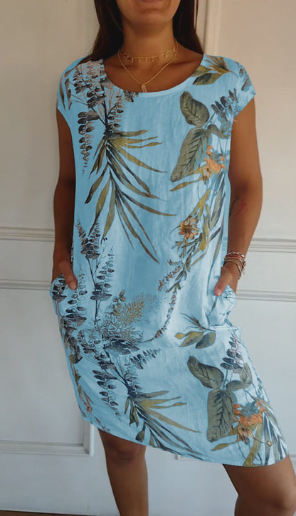 Women's Casual Summer Dress with Leaf Print