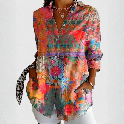 Women's Colourful Floral Button-Up Shirt