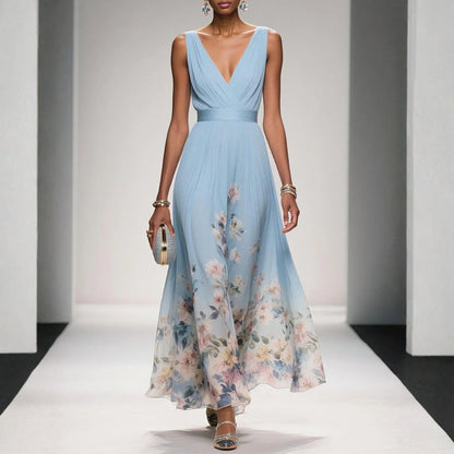 Women's Dress with Floral Print for Wedding Guests