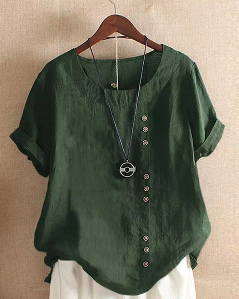 Women's Summer Casual Blouse with Button Details