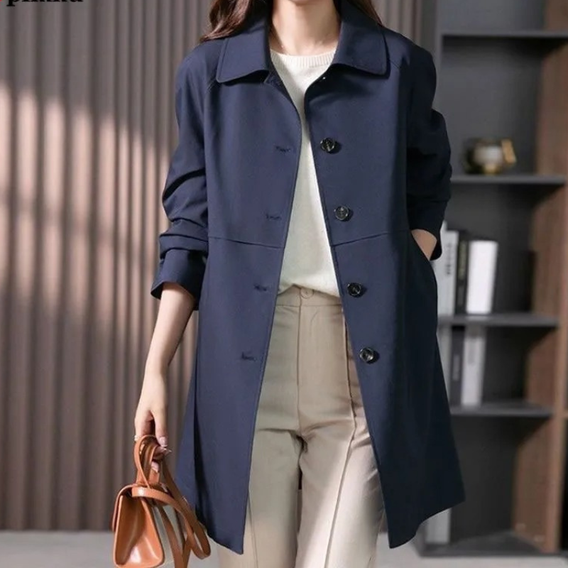 Women's Classic Button-Up Trench Coat
