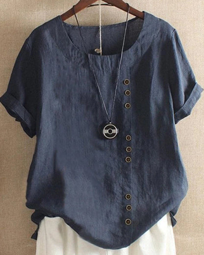 Women's Summer Casual Blouse with Button Details