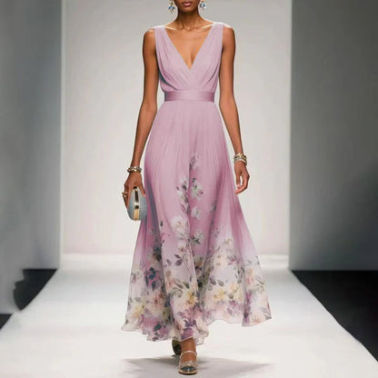 Women's Dress with Floral Print for Wedding Guests