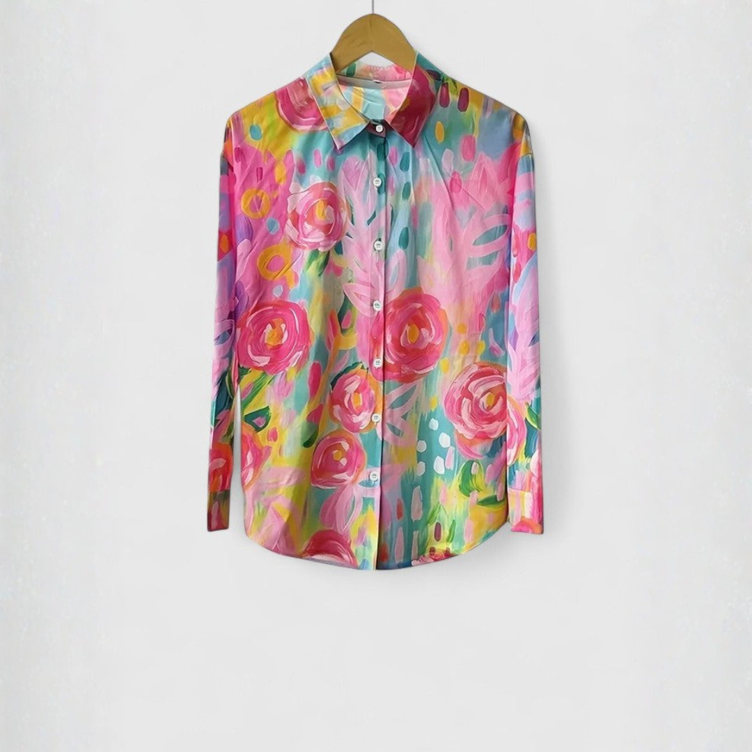Women's Colourful Floral Button-Up Shirt