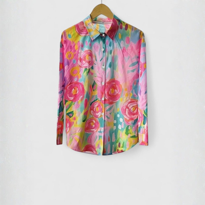 Women's Colourful Floral Button-Up Shirt