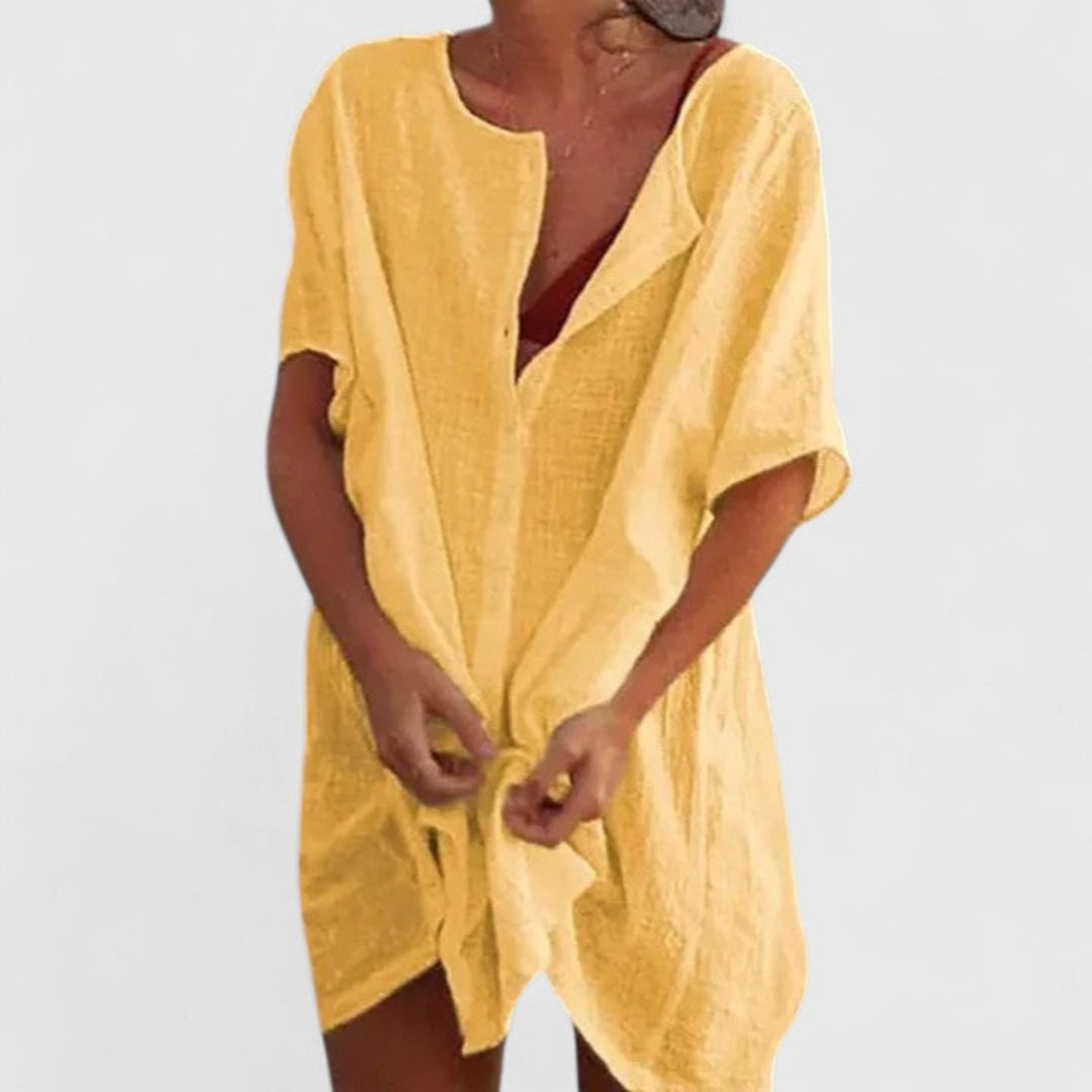 Women's Loose Beach Cover-Up with Buttons Shorts