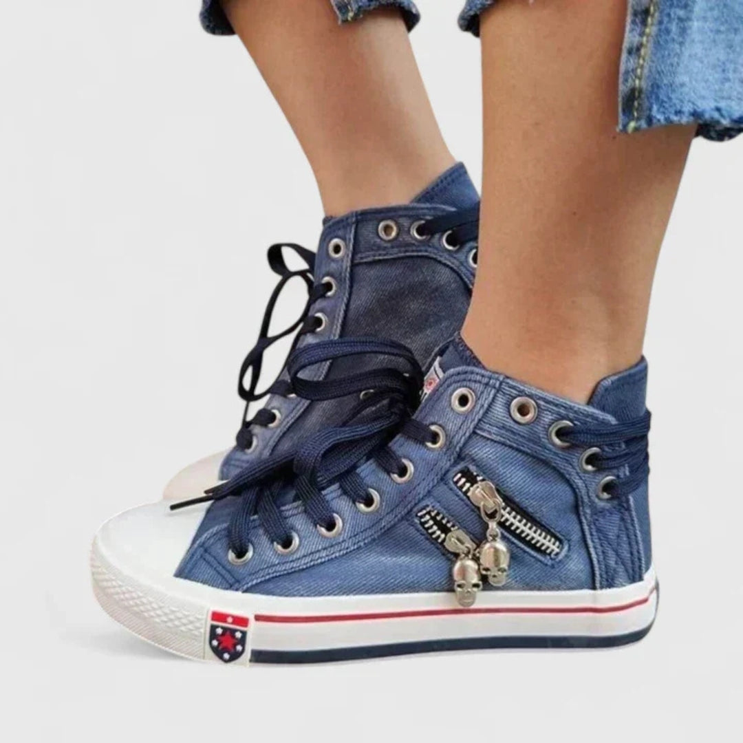 Women's Denim High Top Sneakers