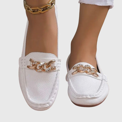 Women's Slip-On Loafers with Chain Detail