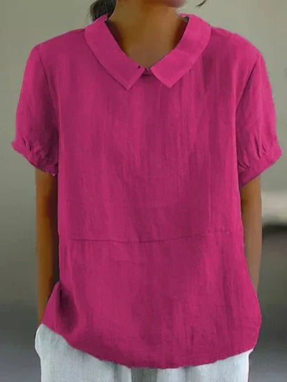 Women's Linen Blouse with Peter Pan Collar