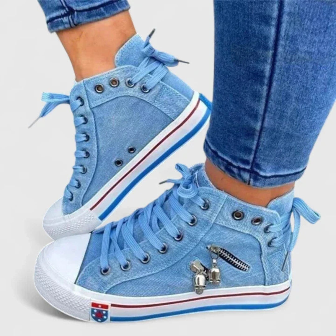 Women's Denim High Top Sneakers