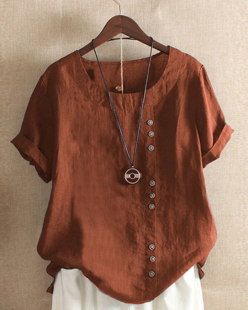 Women's Summer Casual Blouse with Button Details