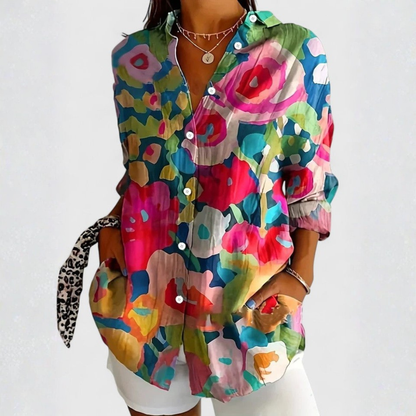 Women's Colourful Floral Button-Up Shirt