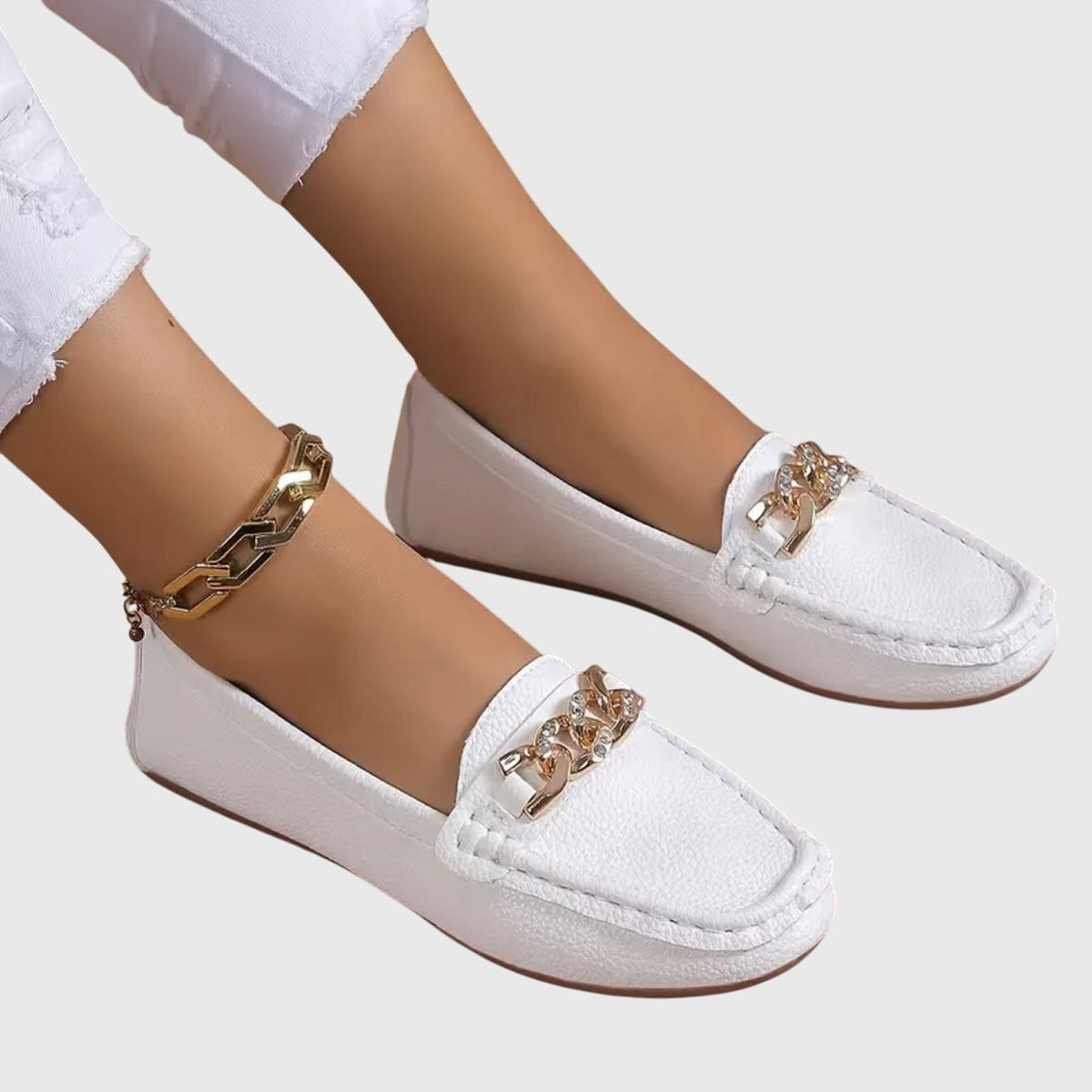 Women's Slip-On Loafers with Chain Detail