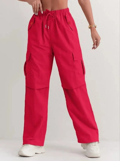 Women's Casual Cargo Pants with Pockets and Drawstring