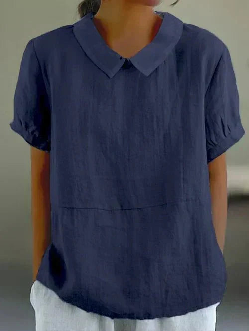 Women's Linen Blouse with Peter Pan Collar