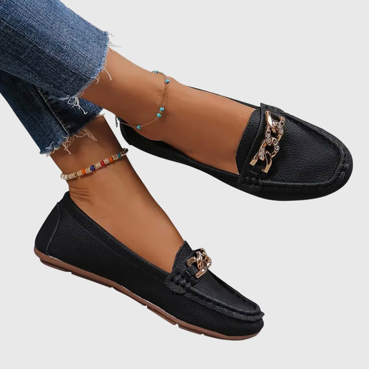 Women's Slip-On Loafers with Chain Detail