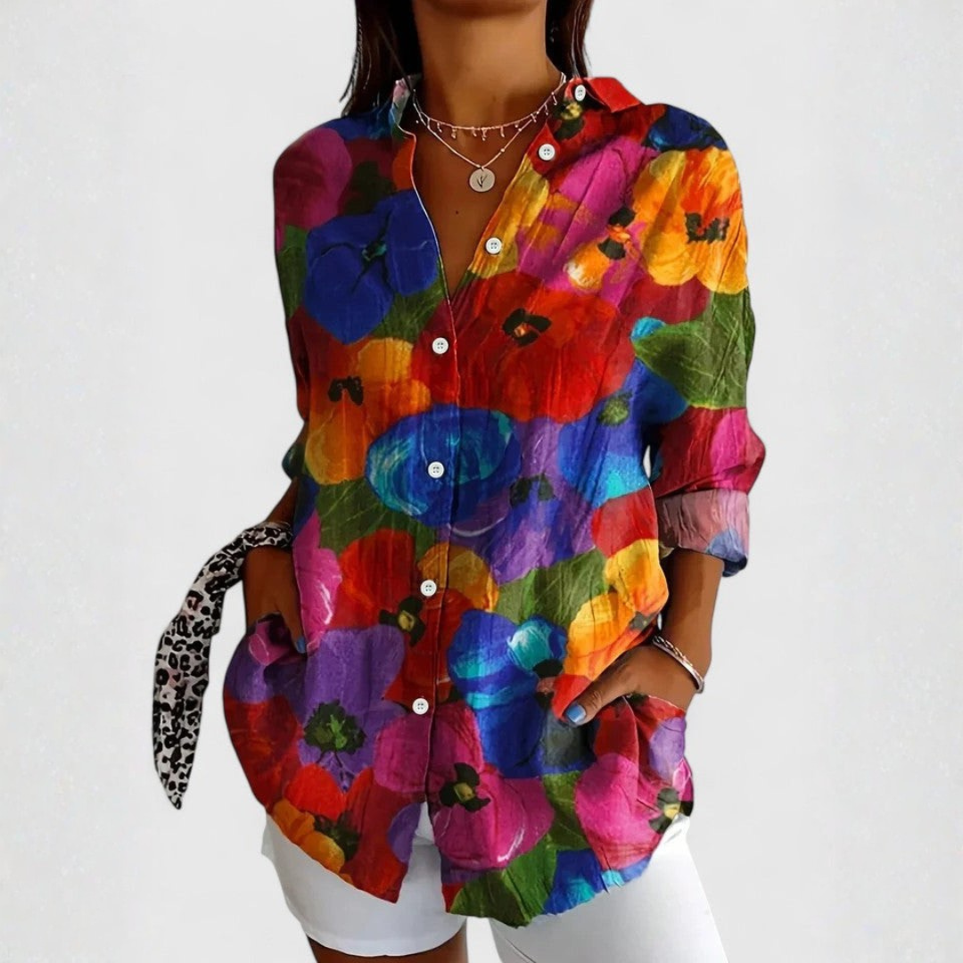 Women's Colourful Floral Button-Up Shirt