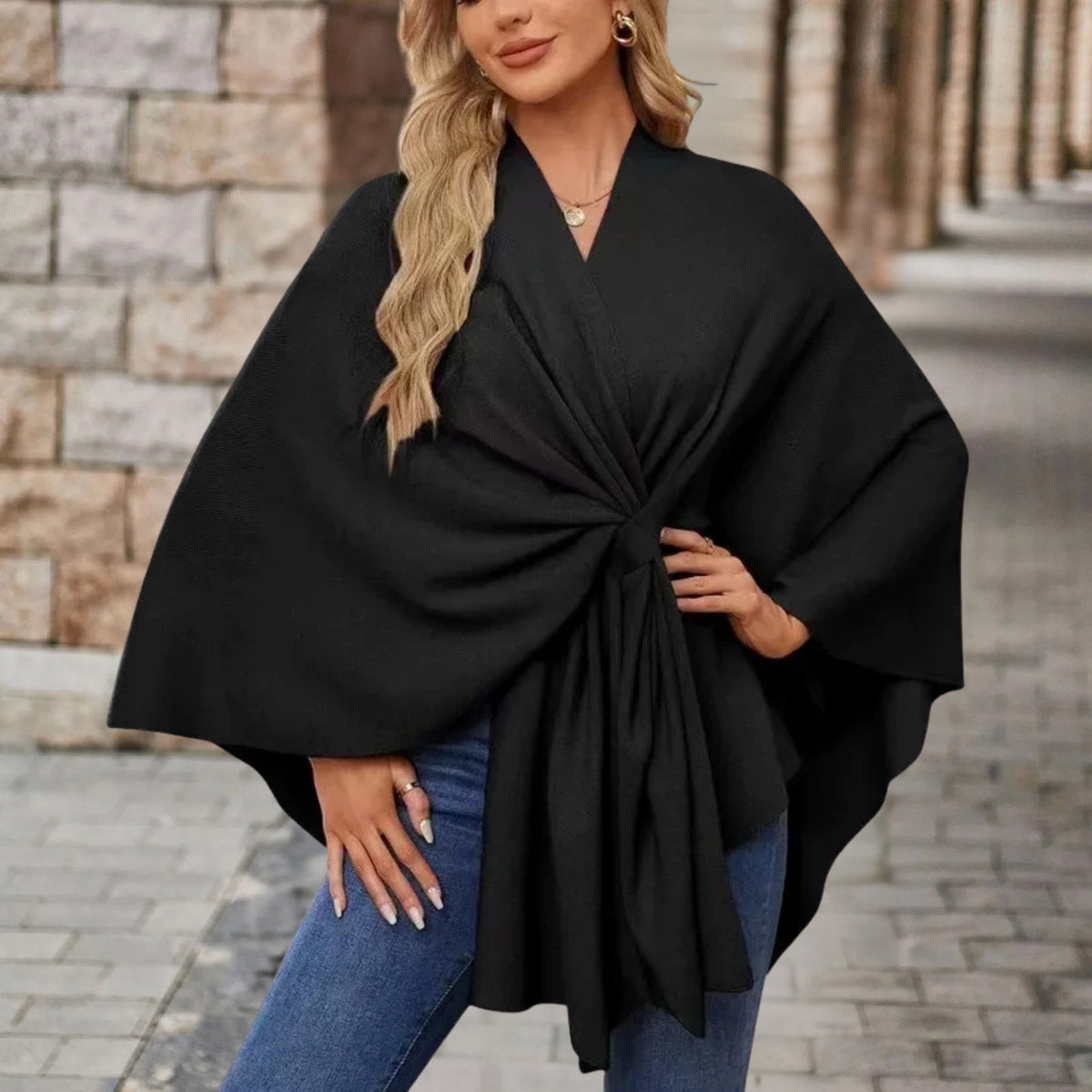 Women's Top with Draped Knot Detail and Flowing Fit