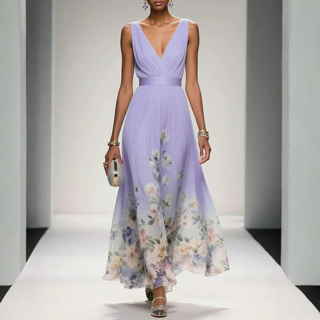 Women's Dress with Floral Print for Wedding Guests