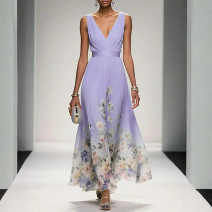 Women's Dress with Floral Print for Wedding Guests