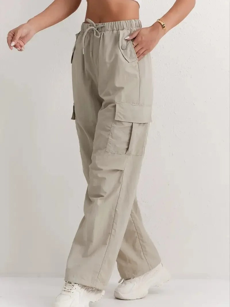 Women's Casual Cargo Pants with Pockets and Drawstring