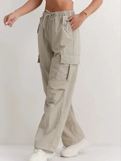 Women's Casual Cargo Pants with Pockets and Drawstring