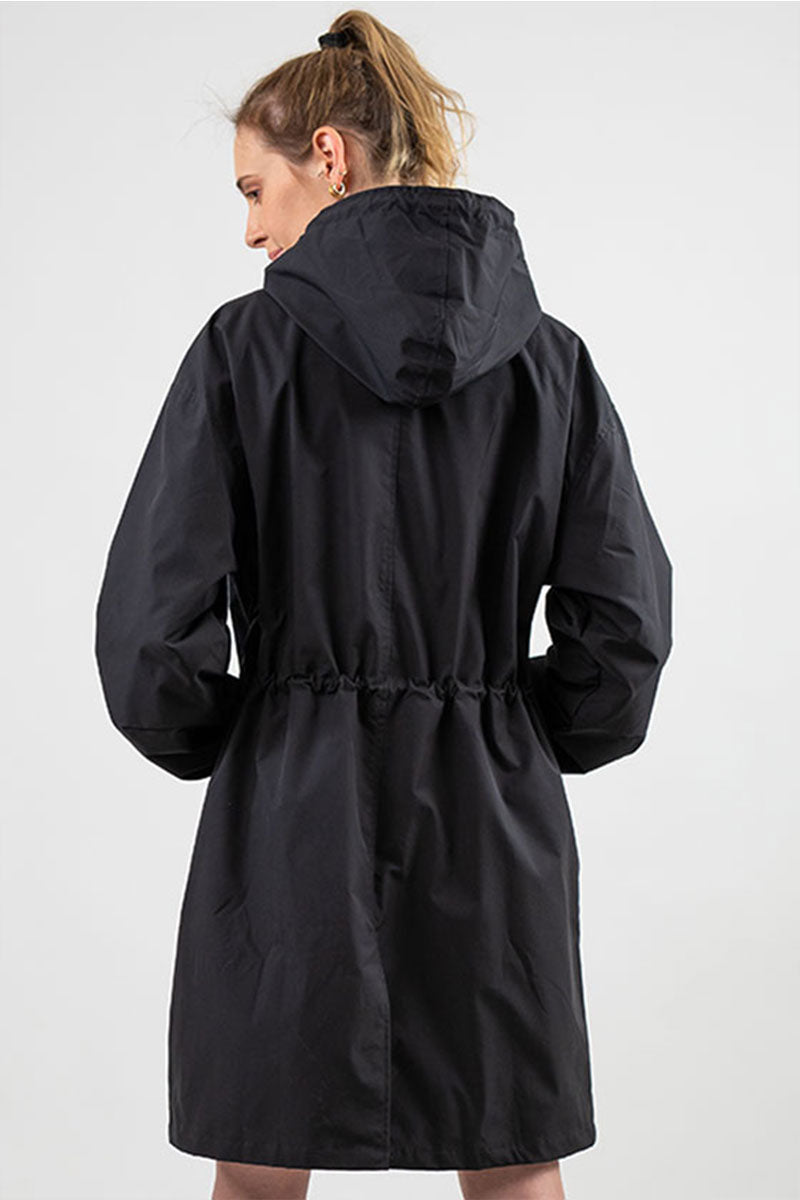 Women's Casual Long Coat with Hood and Buttons
