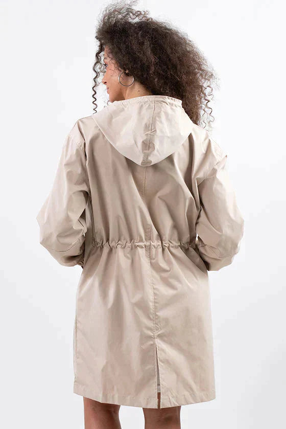 Women's Casual Long Coat with Hood and Buttons