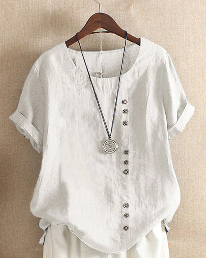 Women's Summer Casual Blouse with Button Details