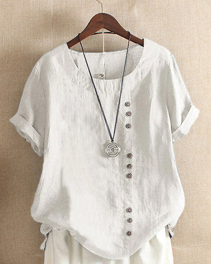 Women's Summer Casual Blouse with Button Details